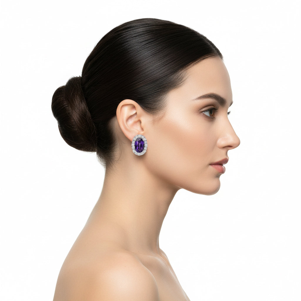 10K White Gold Oval Birthstone