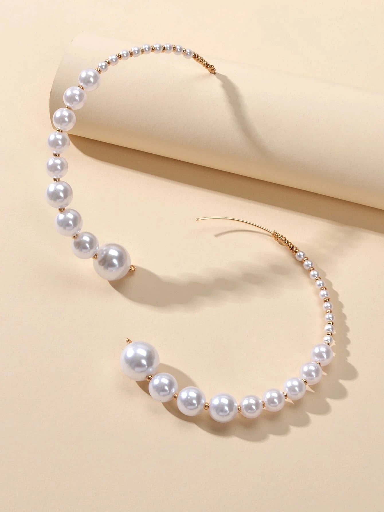 Retro Jewellery Big Pearl Statement Hoop Earrings Fashion Women Accessories