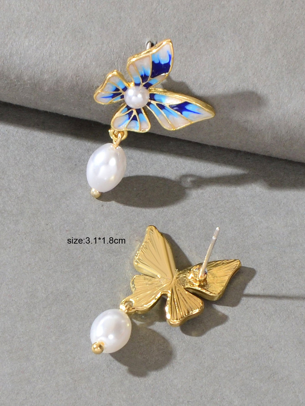 Trendy Dangle Pearl Butterfly Earrings