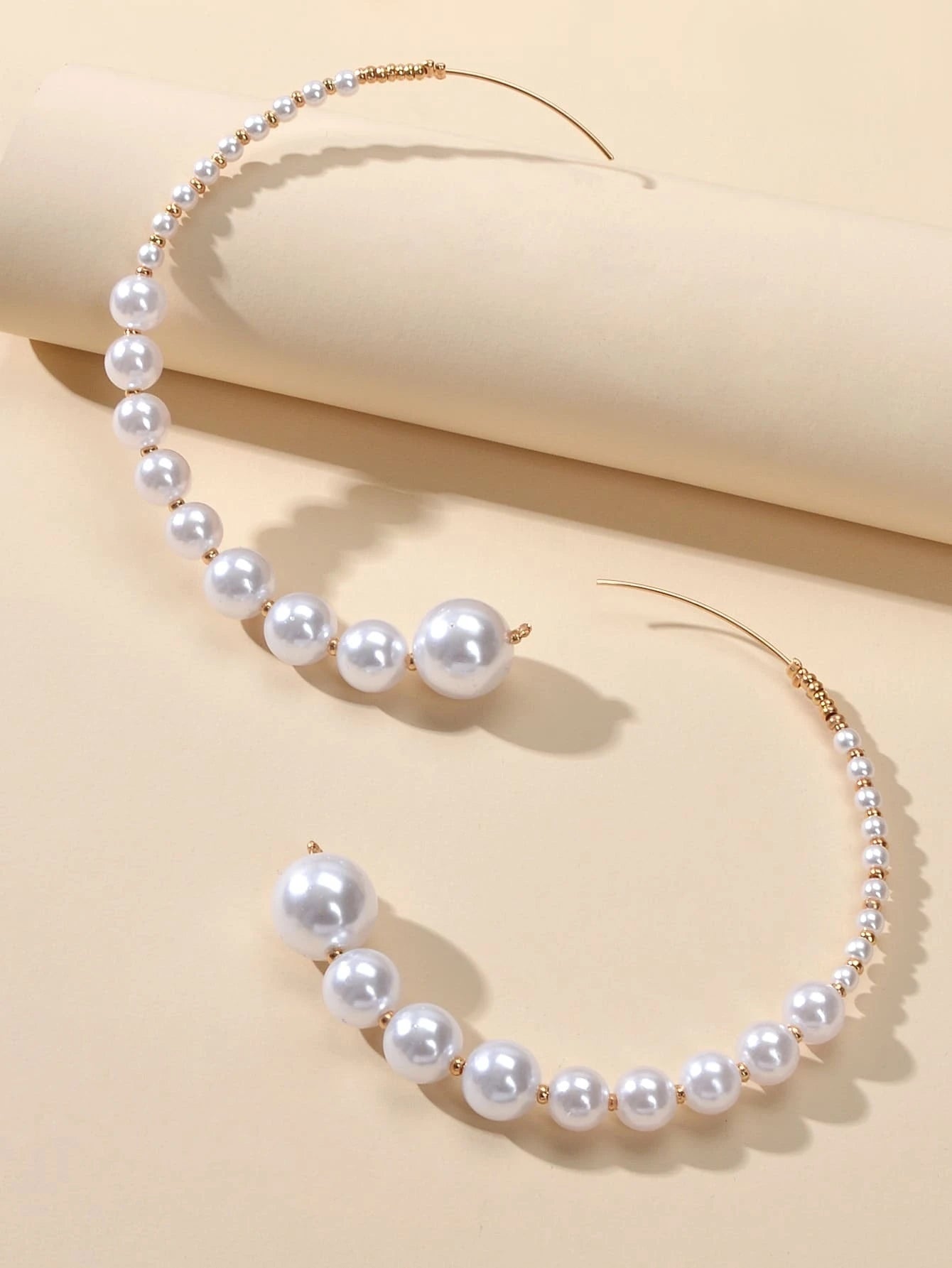 Retro Jewellery Big Pearl Statement Hoop Earrings Fashion Women Accessories