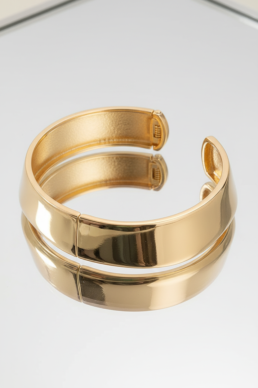 Gold Asymmetric Plated Alloy Bangle Bracelet