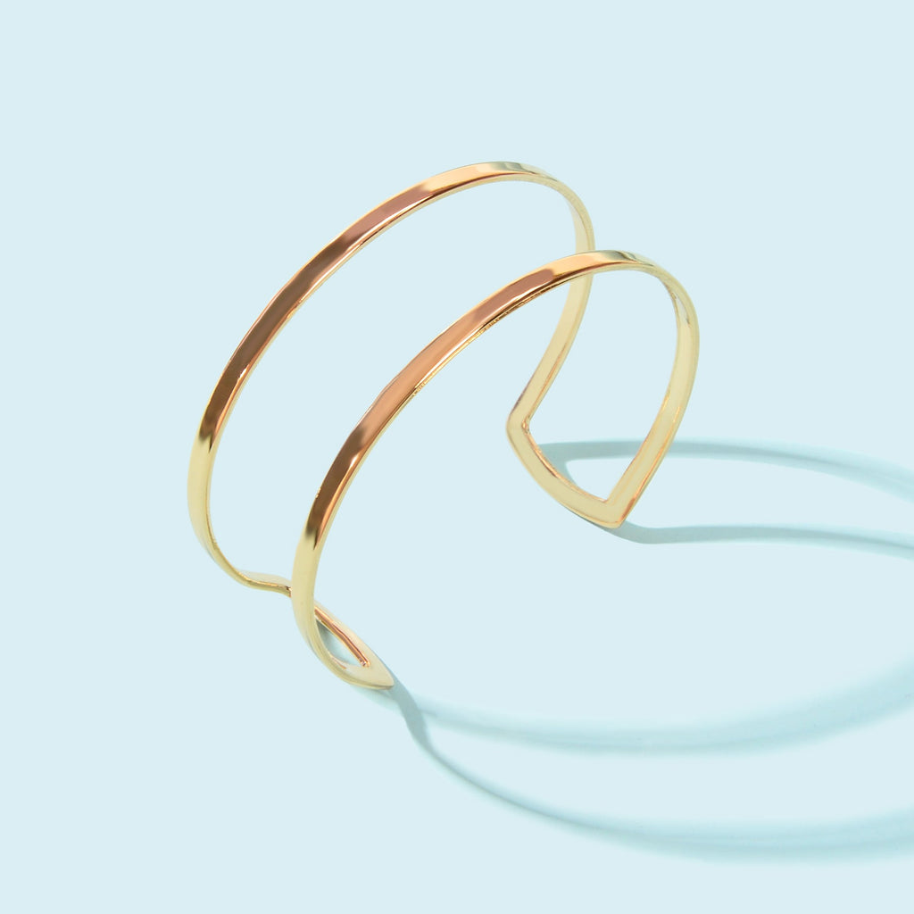 Gold Hollow Wide Opening Bracelet