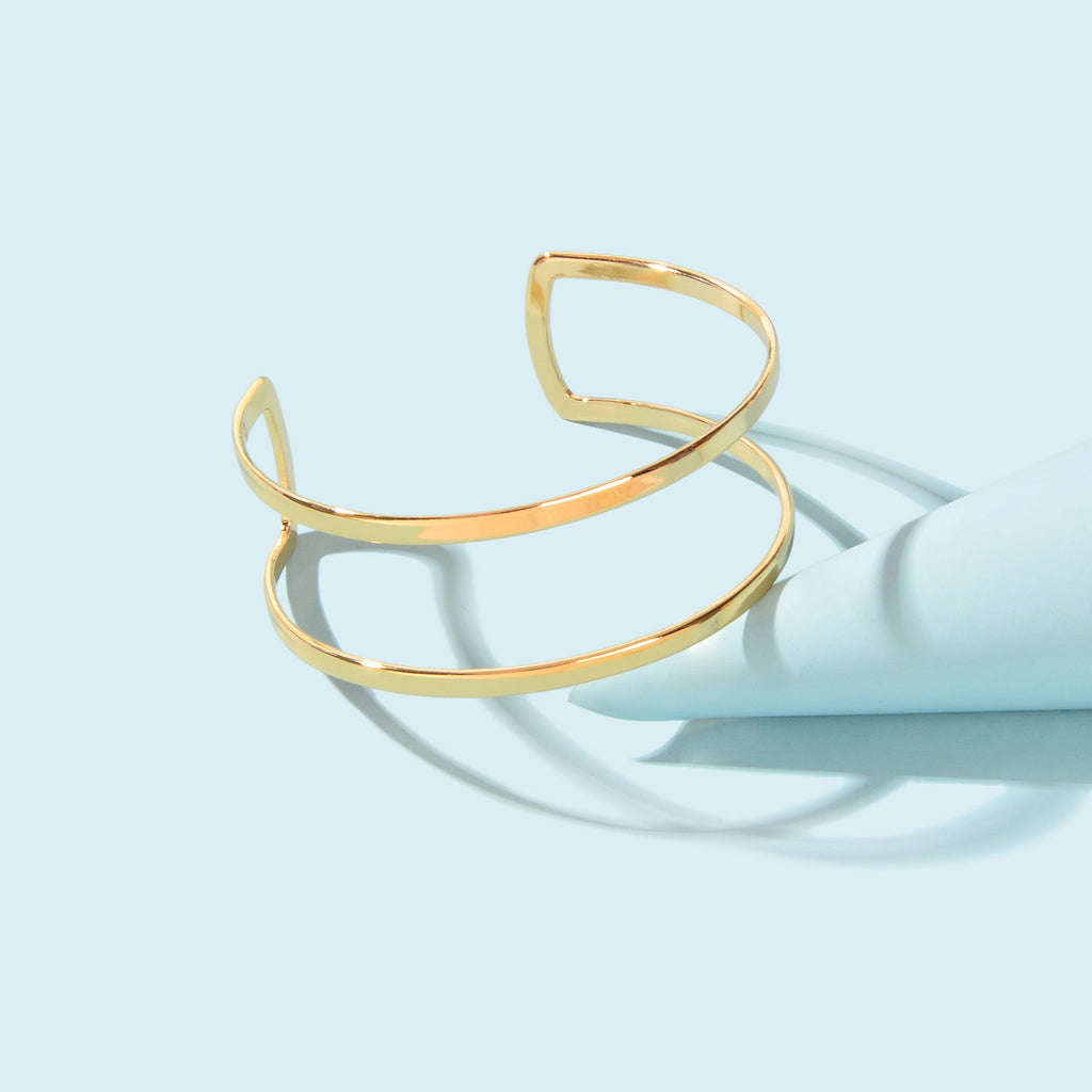 Gold Hollow Wide Opening Bracelet