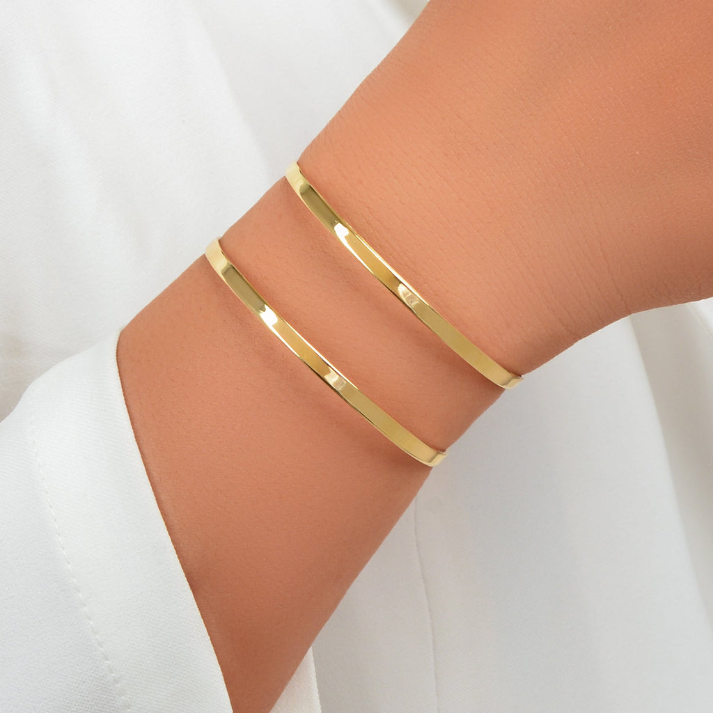 Gold Hollow Wide Opening Bracelet