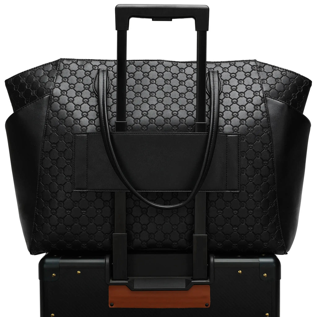 Compass Vegan Leather Monogram Weekender Tote Bag