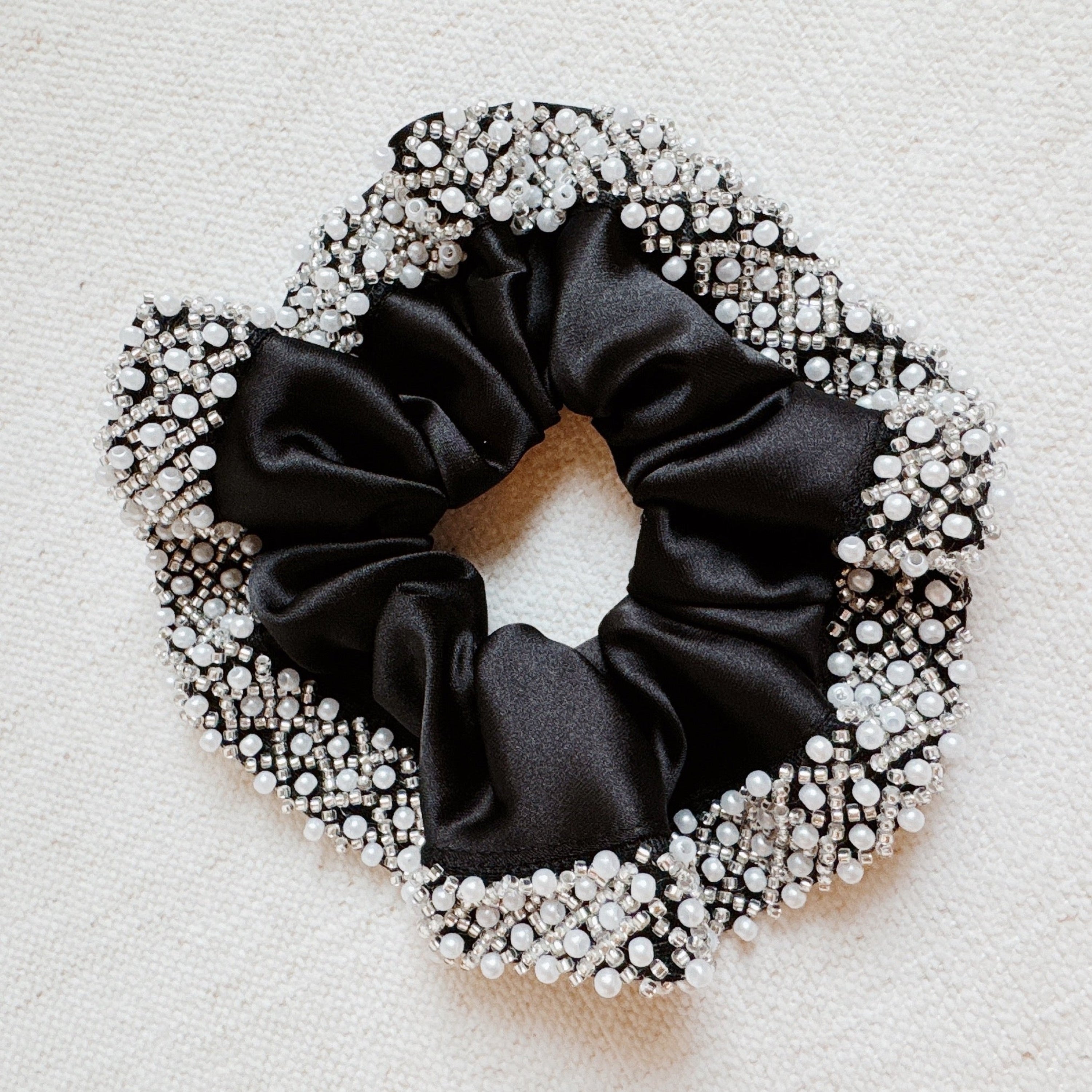 Pearls And Beads Satin Hair Scrunch