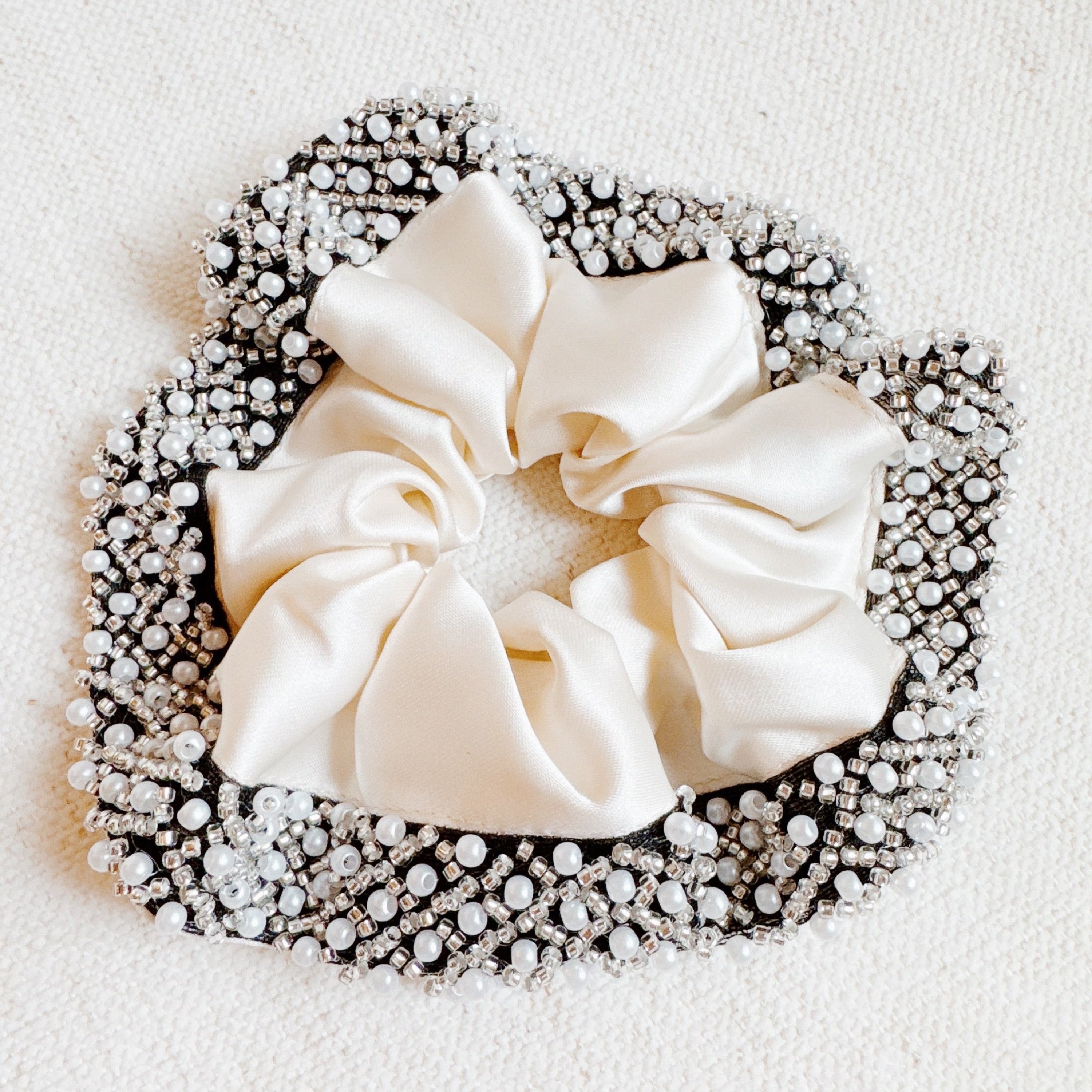 Pearls And Beads Satin Hair Scrunch