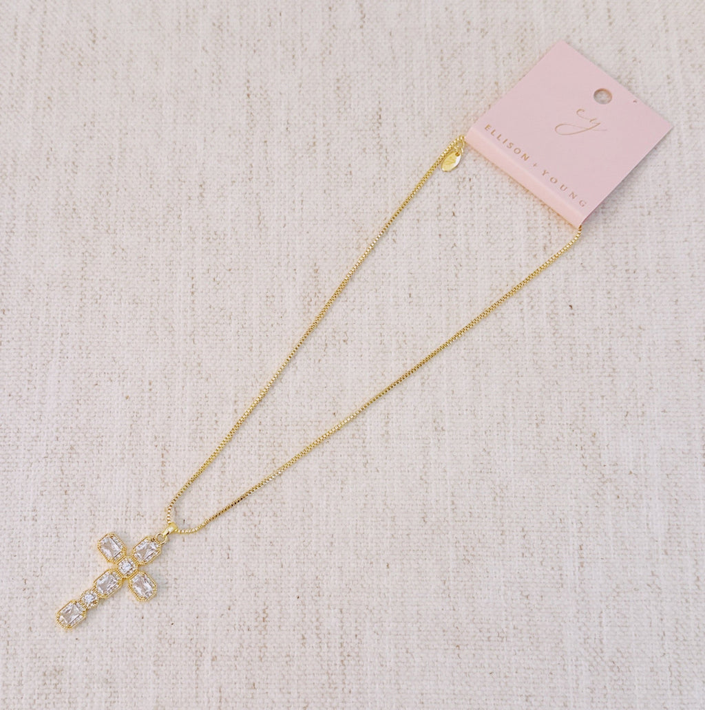Vintage Sparkle Cross Pendant Necklace
