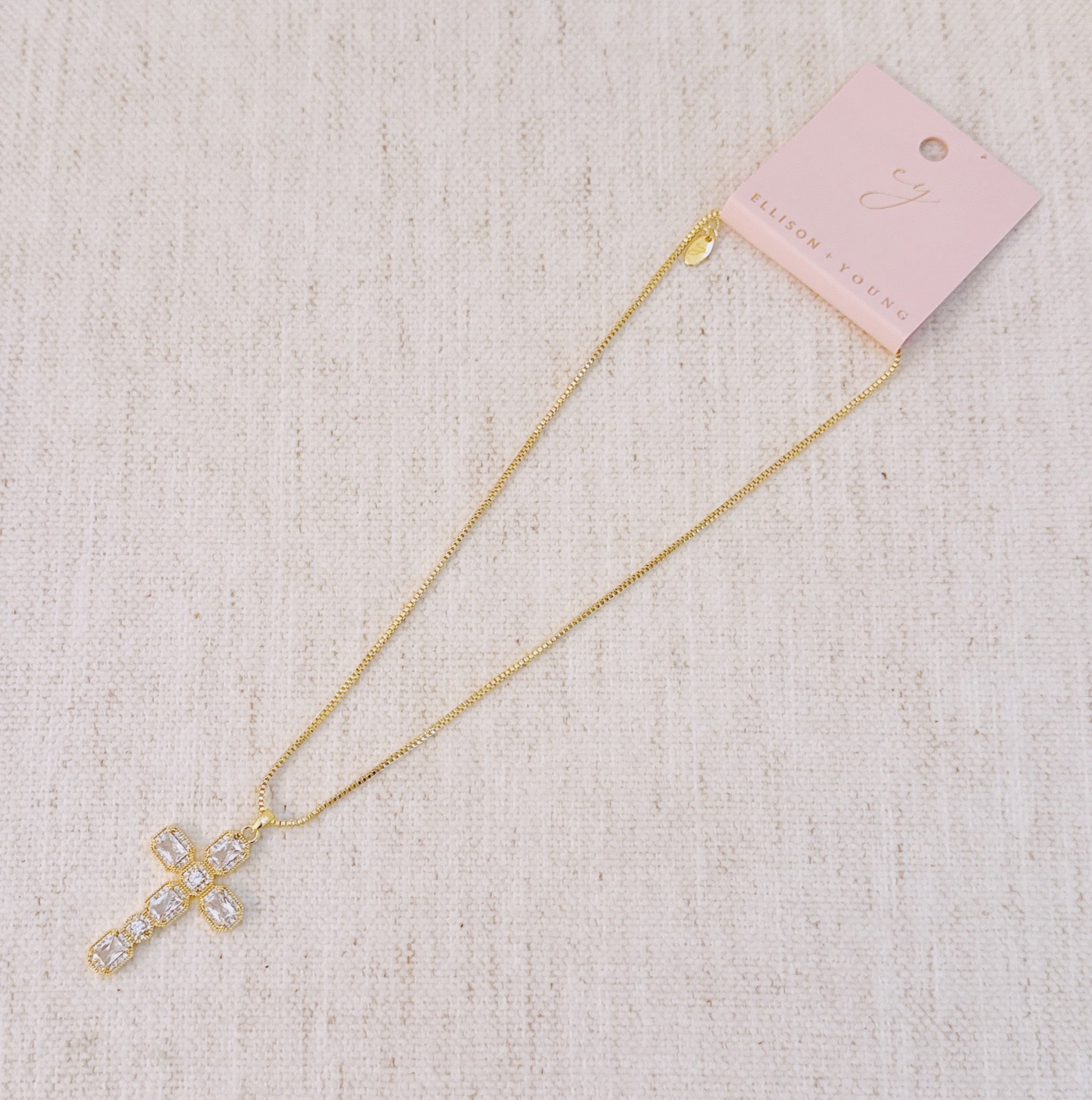 Vintage Sparkle Cross Pendant Necklace